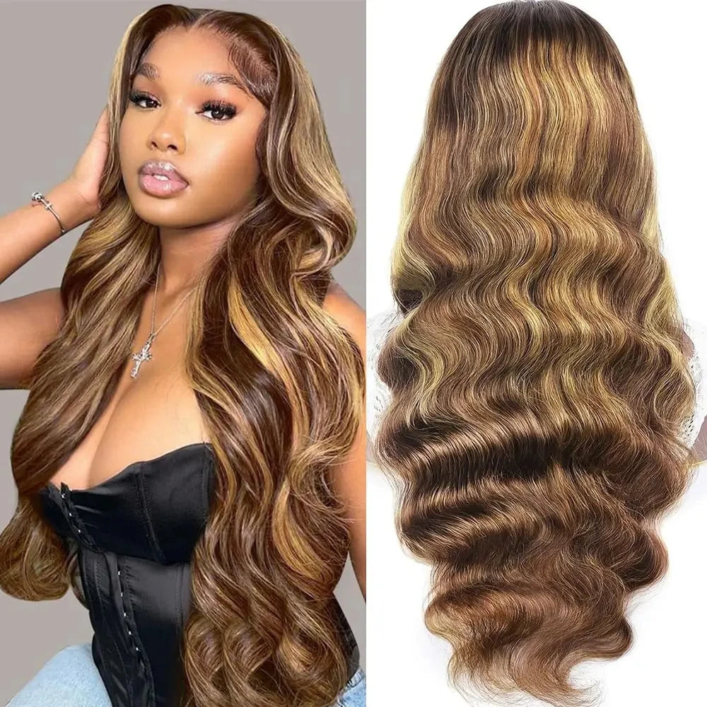 HoneyGlam Highlight Body Wave Wig – 13x4 HD Lace Frontal Wig - Glamorize Hair & Beauty 