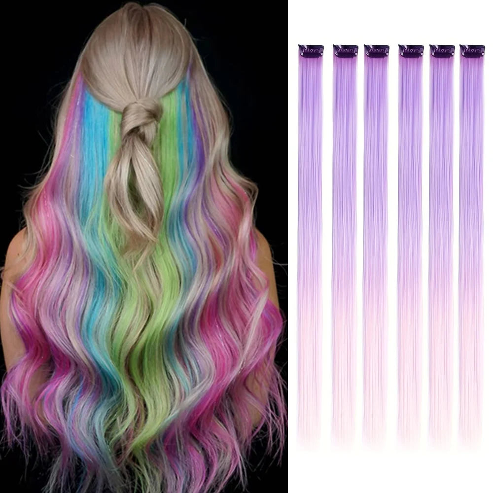 Vibrant Party Highlights – 22" Clip-In Multi-Color Hair Extensions - Glamorize Hair & Beauty 