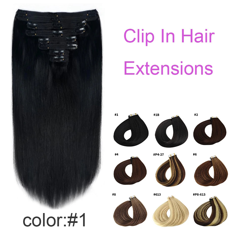 Sleek Straight Clip-In Extensions – Brazilian Remy Human Hair - Glamorize Hair & Beauty 