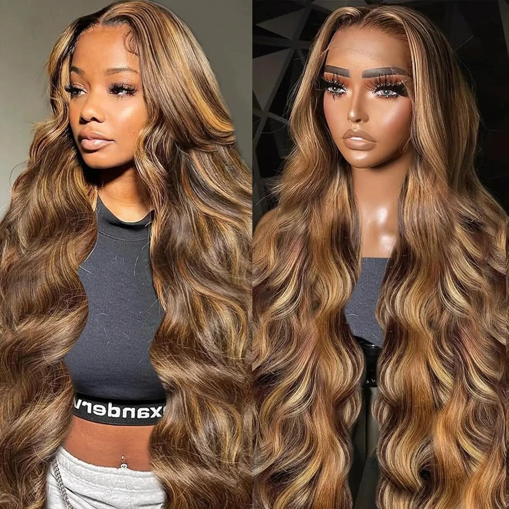 HoneyGlam Highlight Body Wave Wig – 13x4 HD Lace Frontal Wig - Glamorize Hair & Beauty 