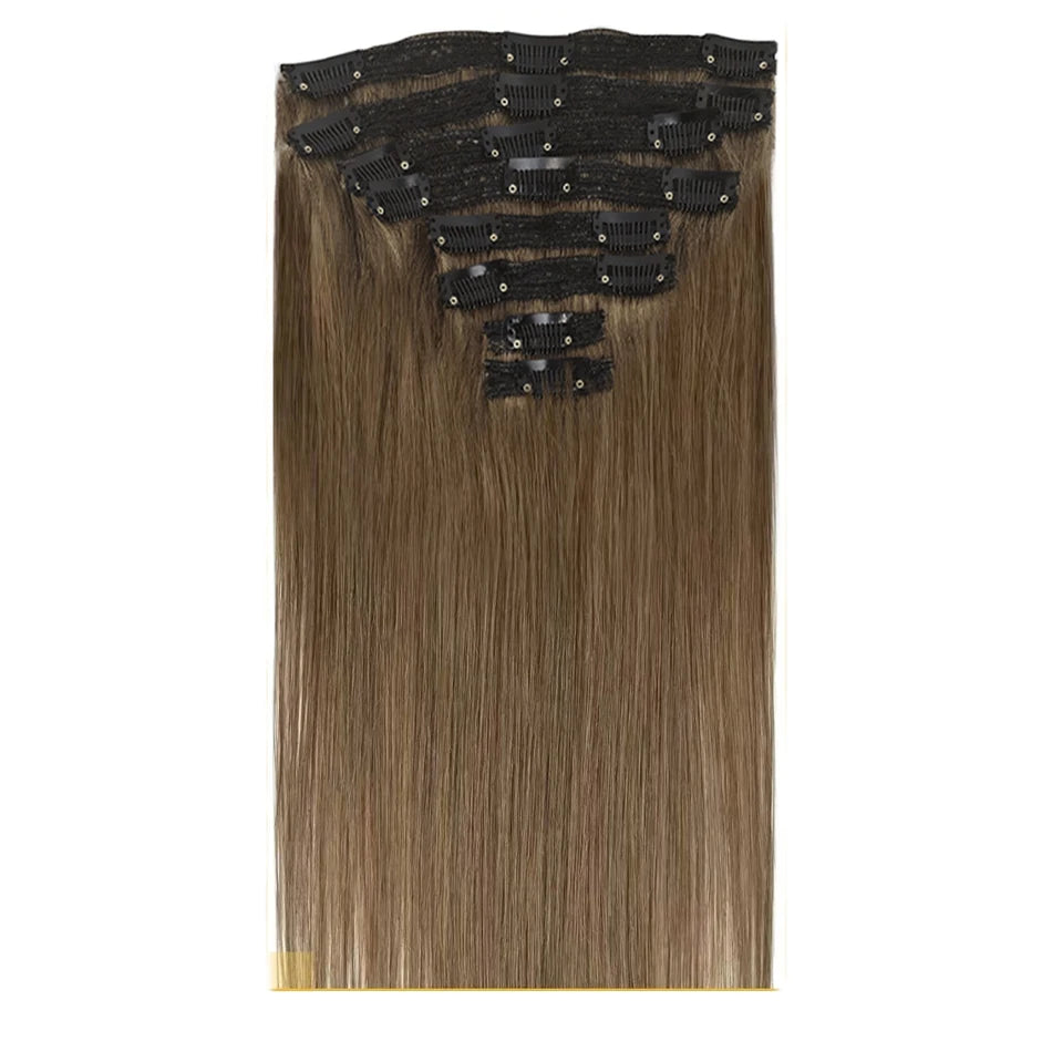 Sleek Straight Clip-In Extensions – Brazilian Remy Human Hair - Glamorize Hair & Beauty 