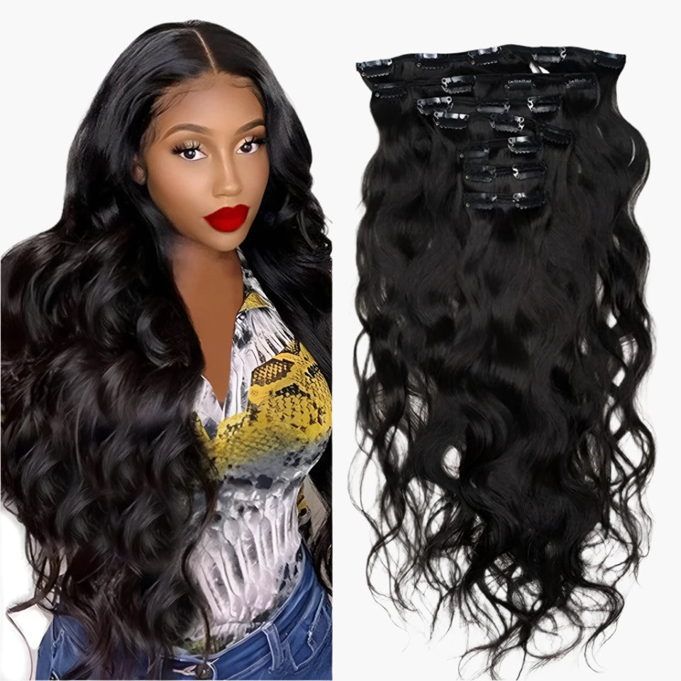 Brazilian Body Wave Clip-In Extensions – Luxurious Remy Human Hair - Glamorize Hair & Beauty 