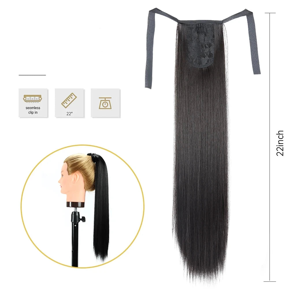 Glam Pony 22" Clip-In Straight Ponytail – Instant Volume & Style Extension - Glamorize Hair & Beauty 