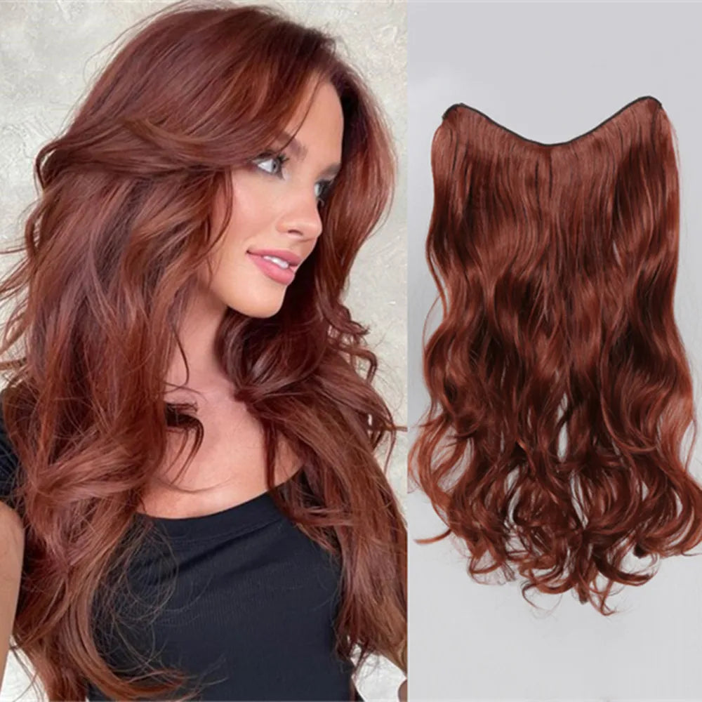 Radiant Auburn Waves – Invisible Wire Clip-In Hairpiece - Glamorize Hair & Beauty 