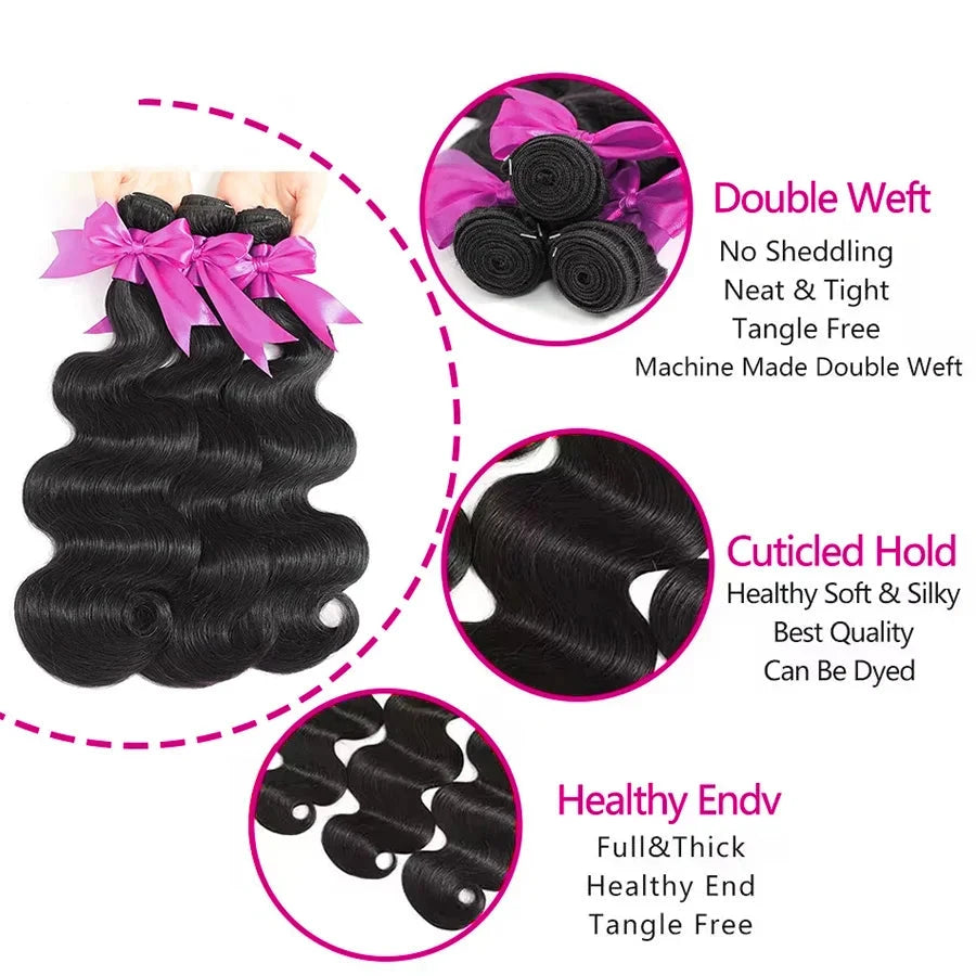 GlamorWave 30" Brazilian Body Wave Human Hair Bundles - Glamorize Hair & Beauty 