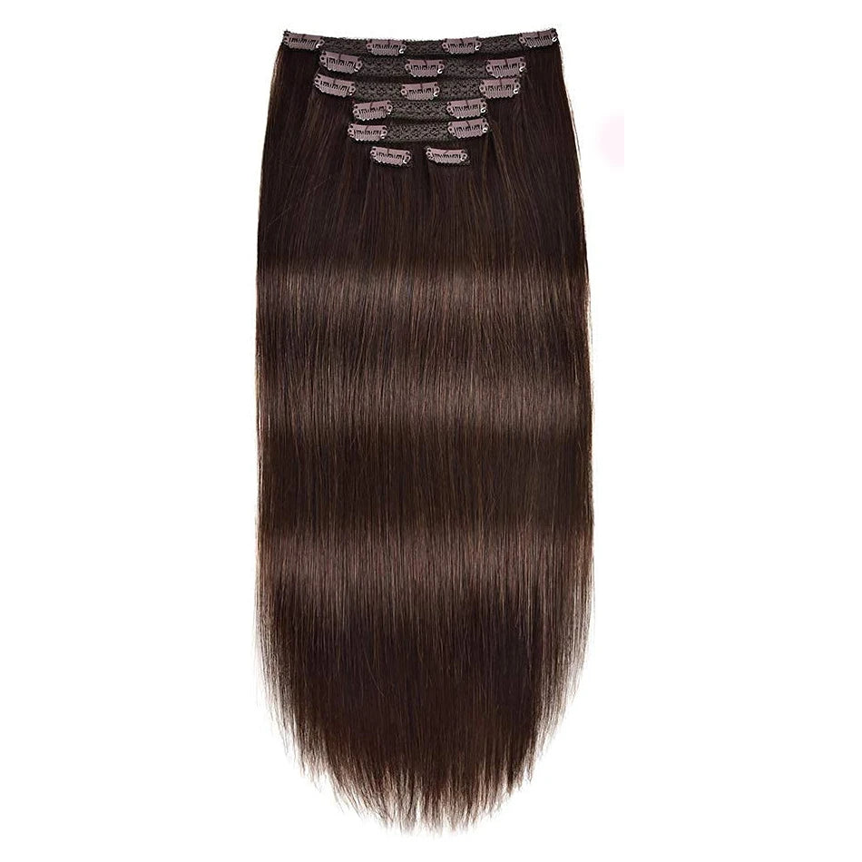 Sleek Straight Clip-In Extensions – Brazilian Remy Human Hair - Glamorize Hair & Beauty 