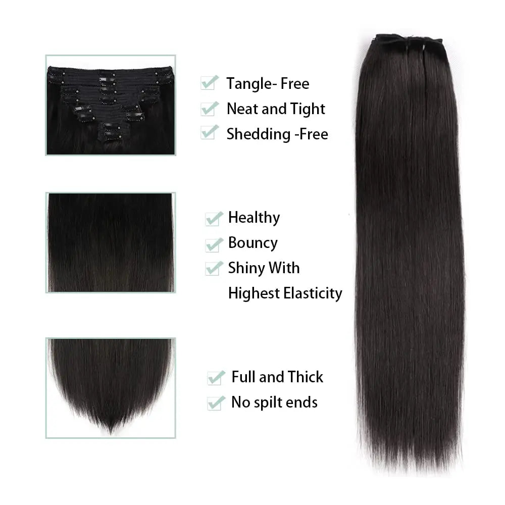 Silky Seamless Clip-In Extensions – 100% Real Human Hair - Glamorize Hair & Beauty 