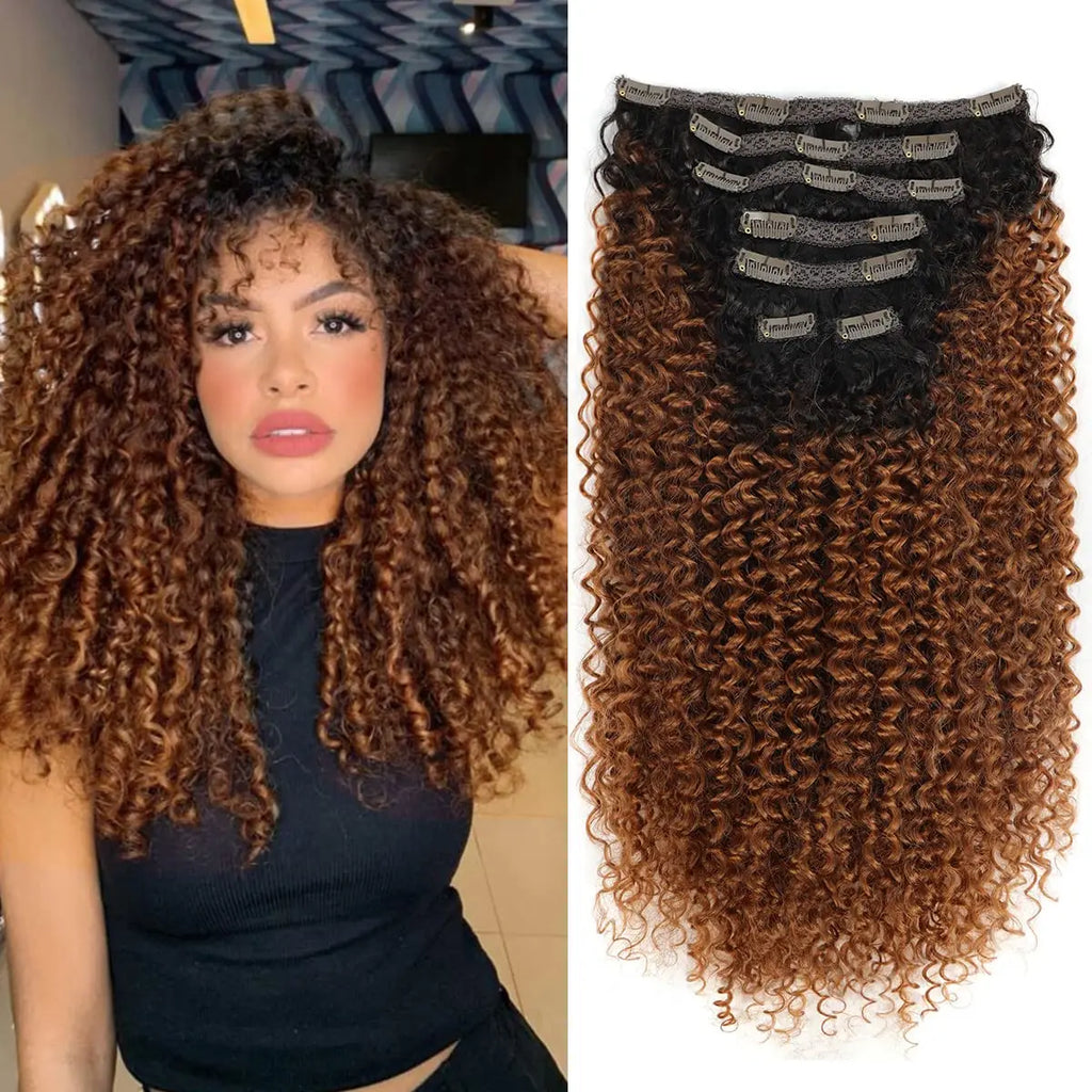 Afro Kinky Curly Clip-In Extensions – Full Head 26" Voluminous Hairpiece - Glamorize Hair & Beauty 