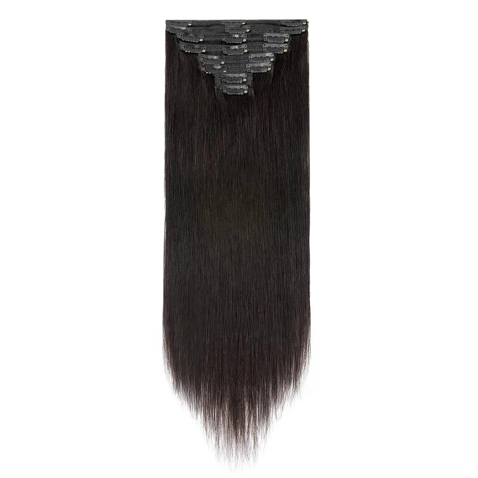 Sleek Straight Clip-In Extensions – Brazilian Remy Human Hair - Glamorize Hair & Beauty 