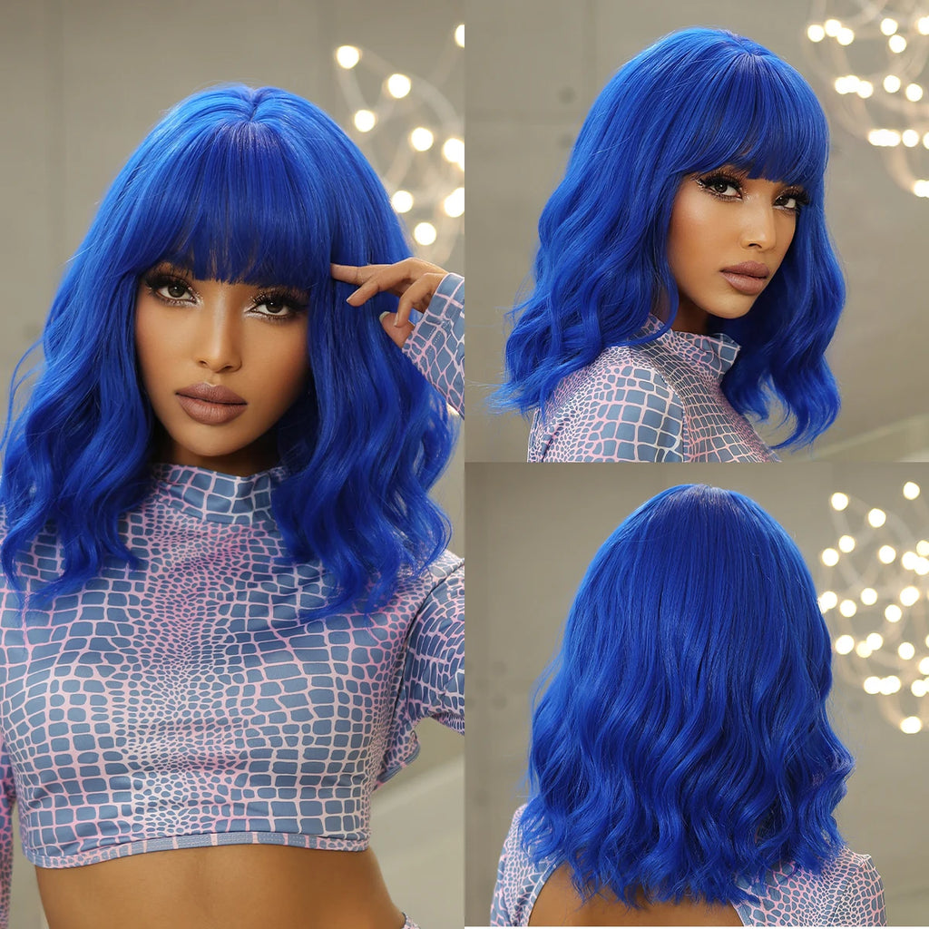 Ginger Spice Curly Bob – Heat Resistant Water Wave Wig with Bangs (Mix) - Glamorize Hair & Beauty 