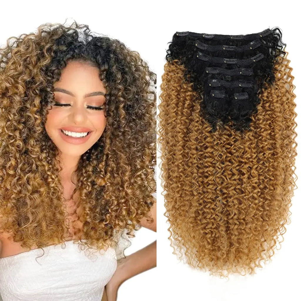 Afro Kinky Curly Clip-In Extensions – Full Head 26" Voluminous Hairpiece - Glamorize Hair & Beauty 