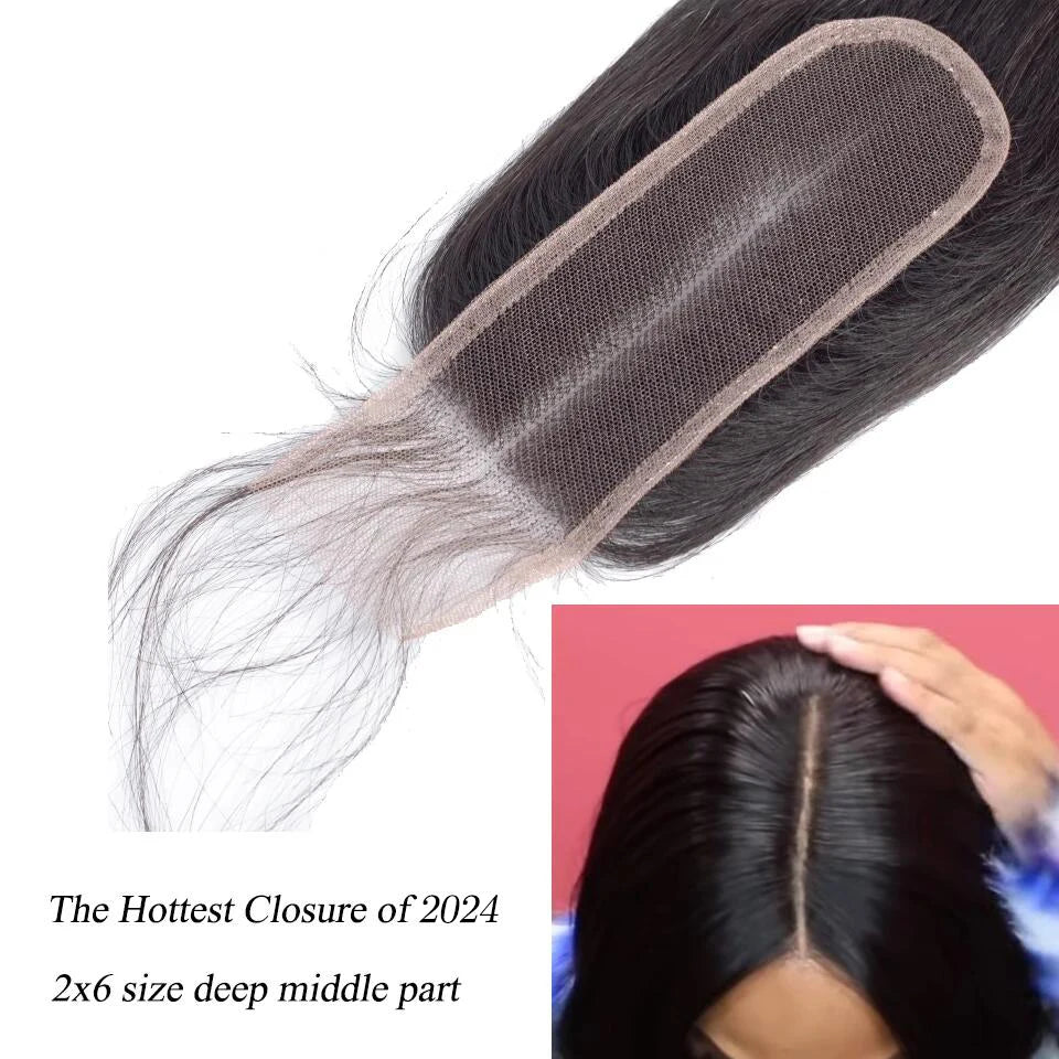 Regal Length 30" Brazilian Straight Hair Bundle Set – Raw Hair with 2x6 Deep Lace Closure - Glamorize Hair & Beauty 