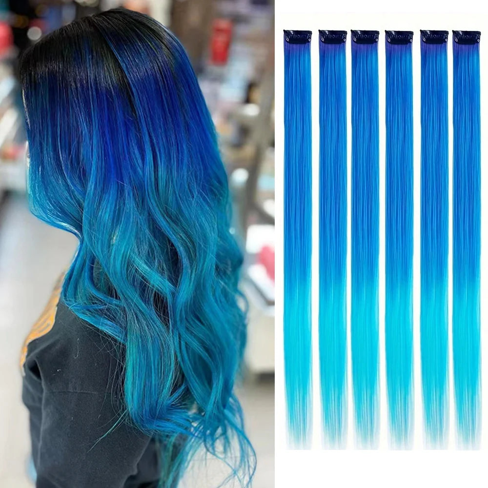 Vibrant Party Highlights – 22" Clip-In Multi-Color Hair Extensions - Glamorize Hair & Beauty 