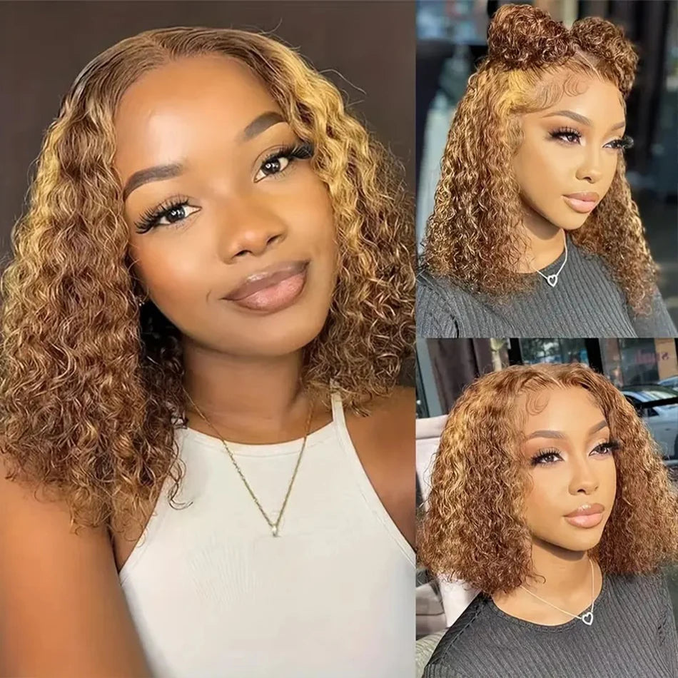 Luxe Ombre Curly Bob – 13x4 Lace Front Deep Wave Wig - Glamorize Hair & Beauty 