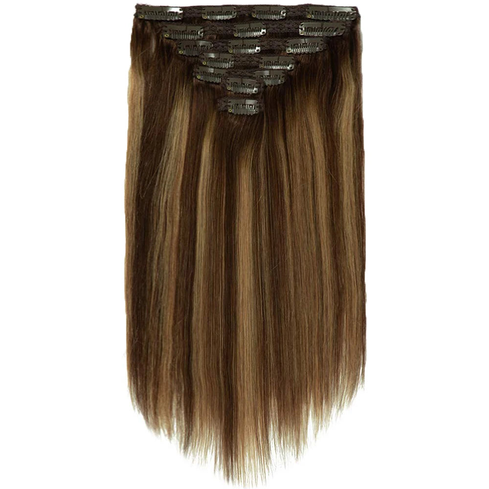 Sleek Straight Clip-In Extensions – Brazilian Remy Human Hair - Glamorize Hair & Beauty 