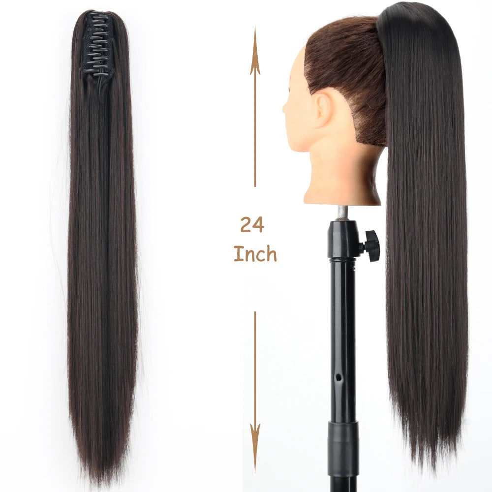 Sleek Claw Clip Ponytail – 24" Heat-Resistant Hairpiece - Glamorize Hair & Beauty 