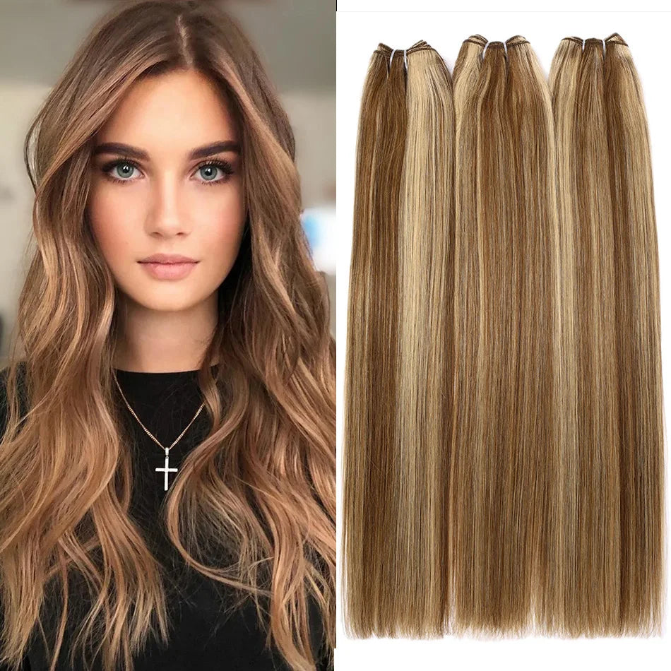 Silk Luxe Russian Straight Hair Bundles – Premium Remy Weft Extensions 14" - Glamorize Hair & Beauty 