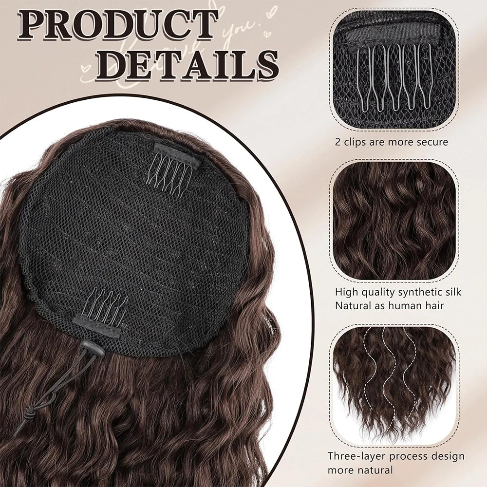 Curly Luxe Drawstring Ponytail – 24" Wavy Clip-In Hairpiece - Glamorize Hair & Beauty 