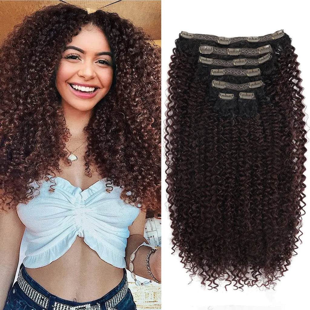 Afro Kinky Curly Clip-In Extensions – Full Head 26" Voluminous Hairpiece - Glamorize Hair & Beauty 