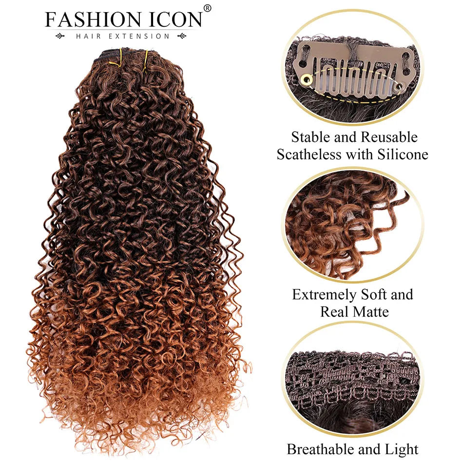 Afro Kinky Curly Clip-In Extensions – Full Head 26" Voluminous Hairpiece - Glamorize Hair & Beauty 