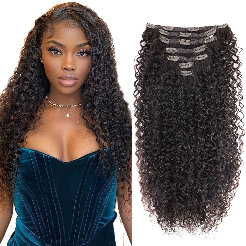 Afro Kinky Curly Clip-In Extensions – Full Head 26" Voluminous Hairpiece - Glamorize Hair & Beauty 