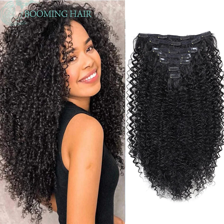 Afro Kinky Curly Clip-In Extensions – Full Head 26" Voluminous Hairpiece - Glamorize Hair & Beauty 