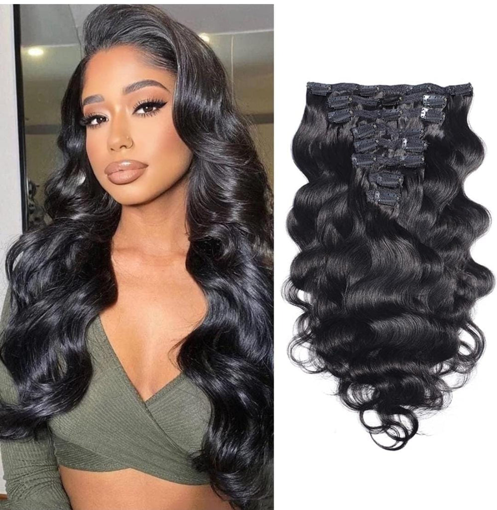 Brazilian Body Wave Clip-In Extensions – Luxurious Remy Human Hair - Glamorize Hair & Beauty 